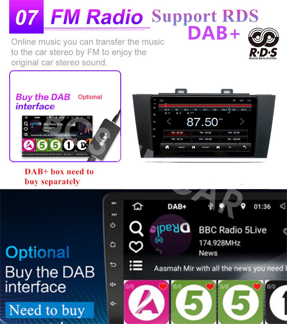2 Din Car MP5 Player Stereo Radio Touch Screen Fit For 2015-2019 Subaru Outback