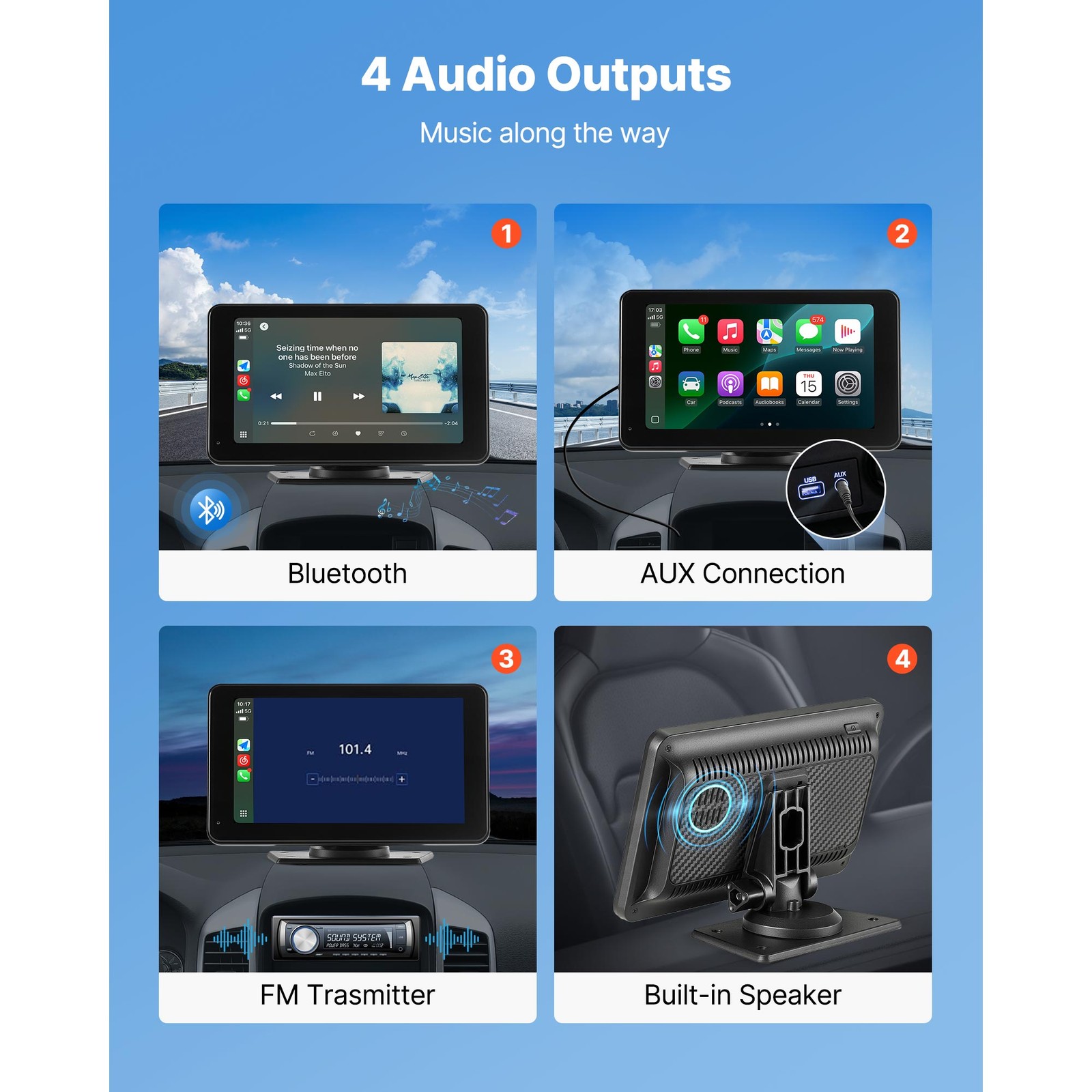 Uimoso 7-Inch Touchscreen Car Stereo with CarPlay, Android Auto & Backup Camera