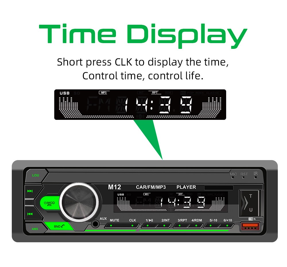 M12 Audio Systems 616UAB Car Stereo, Bluetooth, MP3, USB, Aux In, AM/FM Radio US