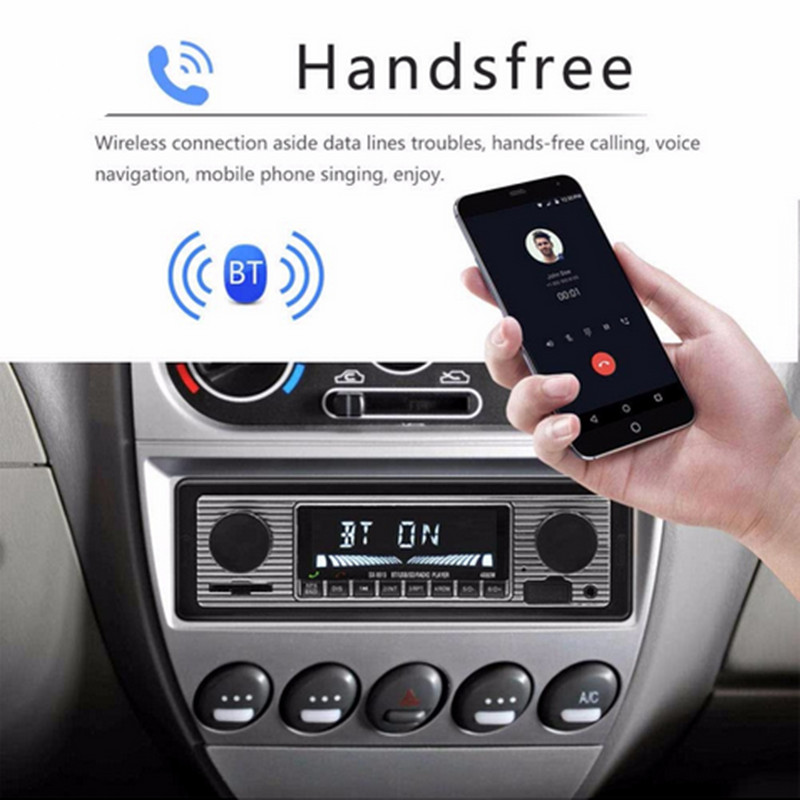 Car 1Din MP3 Player Bluetooth Microphone Hands-free Calls FM Stereo Radio USB/SD