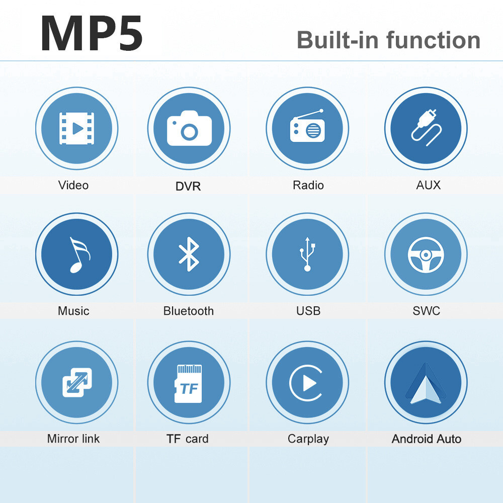 10.1in HD Car Stereo Radio Touch Screen Bluetooth Mirror Link For Android Auto