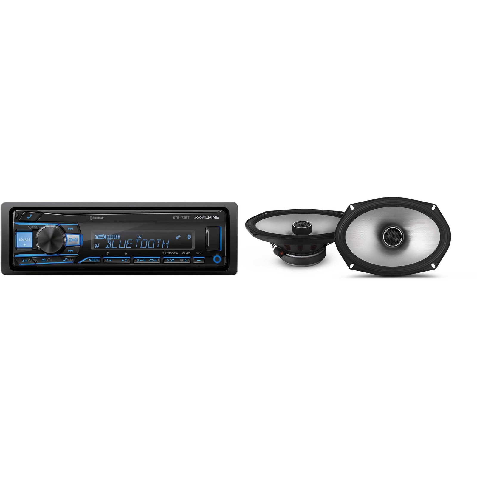 Alpine UTE-73BT Mech-less Digital Bluetooth Media Receiver with 1 Pair Alpine…