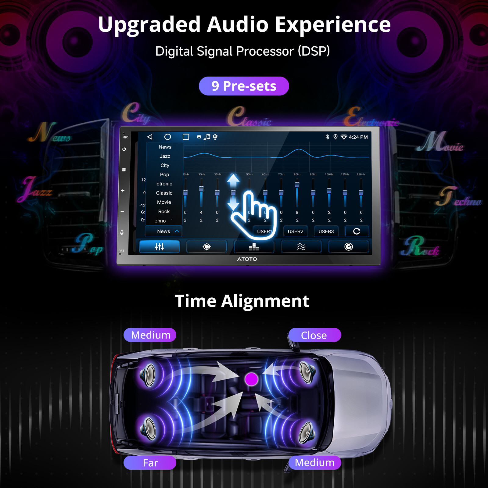 ATOTO 9″ A6PF 2DIN Car Stereo Wireless Android Auto CarPlay GPS Track Navi Radio