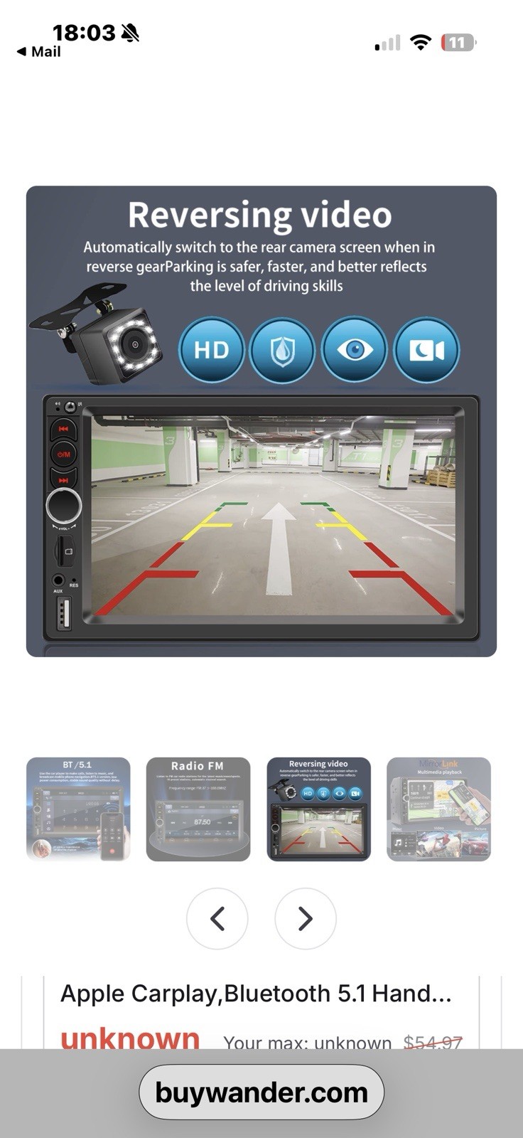 2 DIN MP5 Car Player Touchscreen Bluetooth 5.1 Apple CarPlay USB Input- NEW!