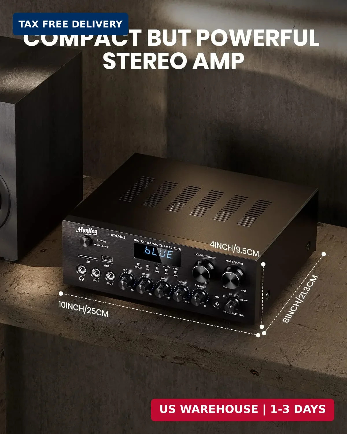 LED Display Stereo Receiver with Bluetooth 5.0 Technology