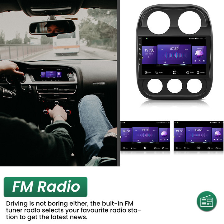 5G 4+64GB Android13 Car Stereo for Jeep Compass 2010-2016 Wireless Apple CarPlay