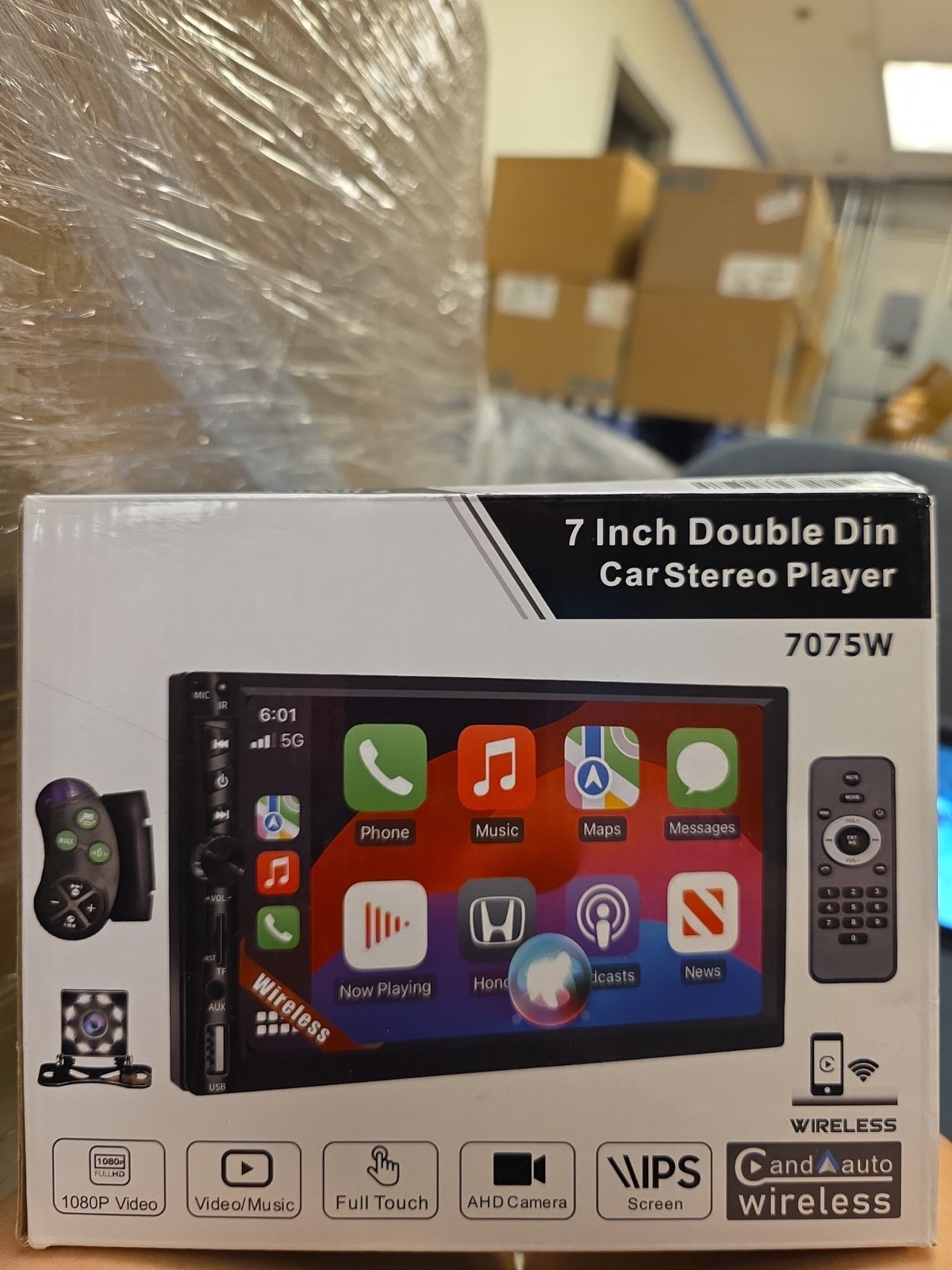 7 Inch Double DIN Apple CarPlay Android Auto Car Stereo Touch Screen FM USB BT