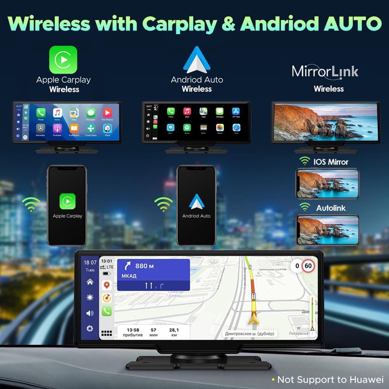 2.5K Dash Cam 9.26″ Car Stereo Radio Wireless Apple Carplay & Android Auto 64GB