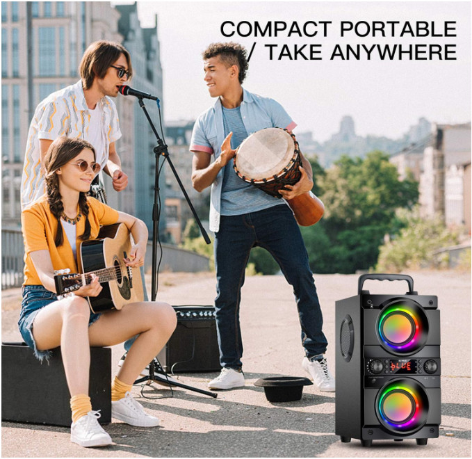 Altavoz Bocinas Bluetooth v5.0 Grandes Para Fiestas Con Radio FM USB Inalambrica