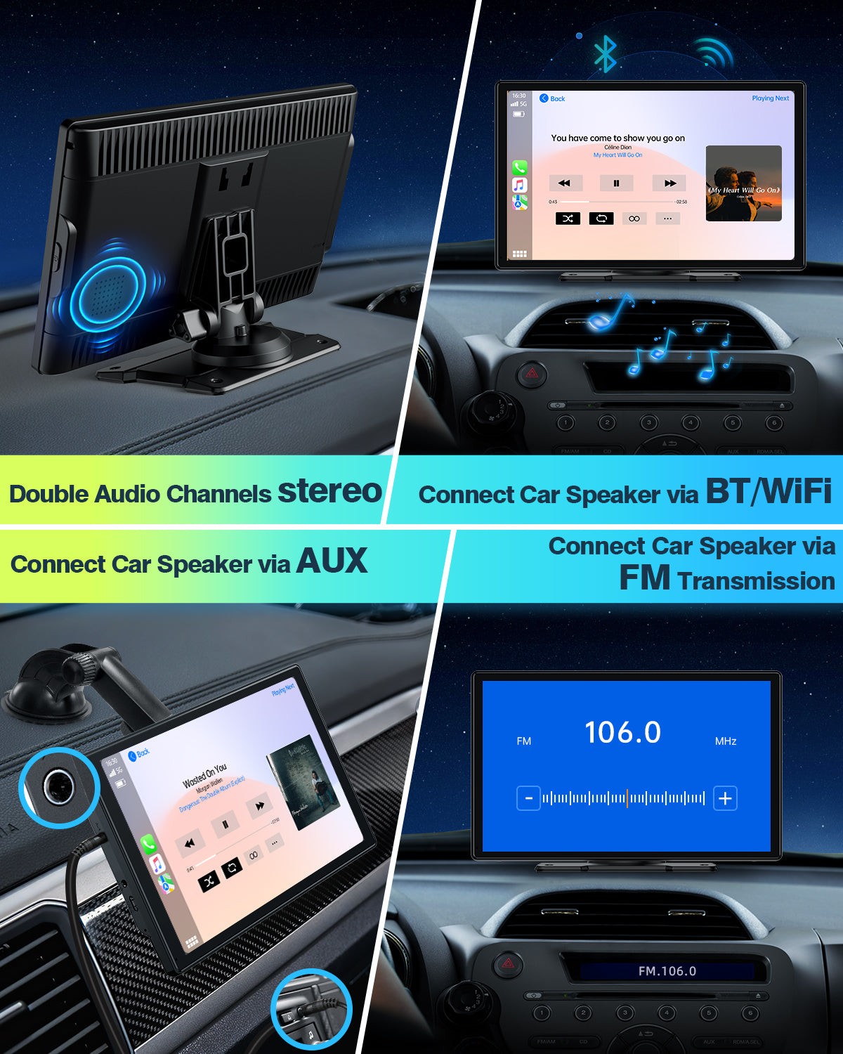Wireless Apple Carplay Android Auto 9in Touch Screen Car Stereo w/ Backup Camera