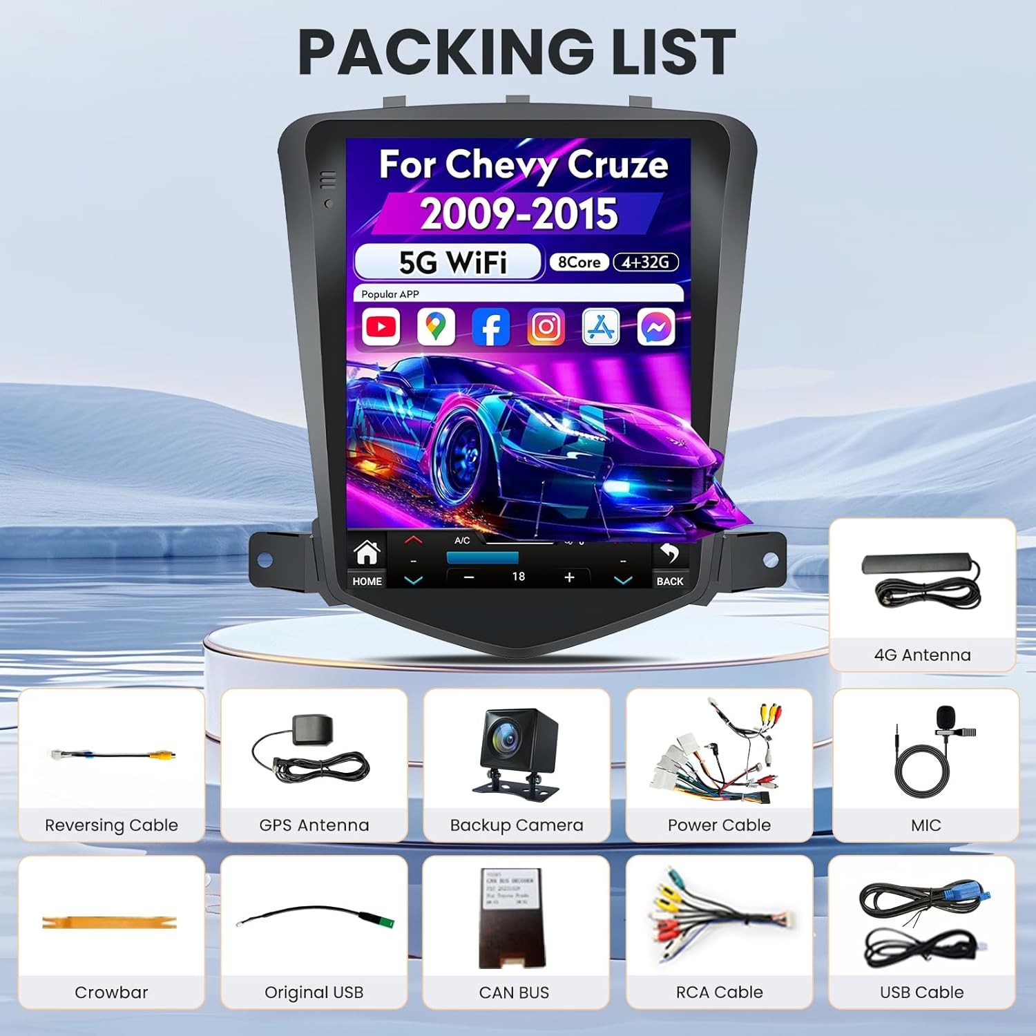 4Core 2G 64GB Android Upgrade Car Radio for Chevrolet Chevy Cruze 2009-2015