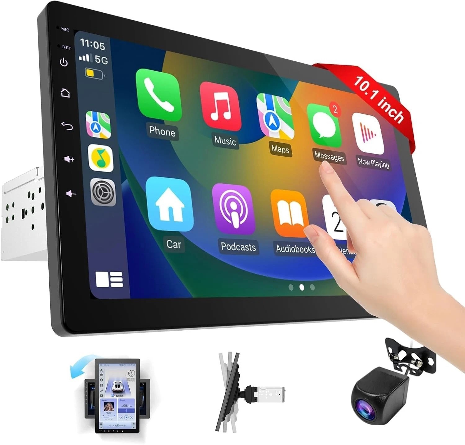 Seamless 10.1 Inch Rotatable Car Stereo with GPS & Bluetooth Connectivity