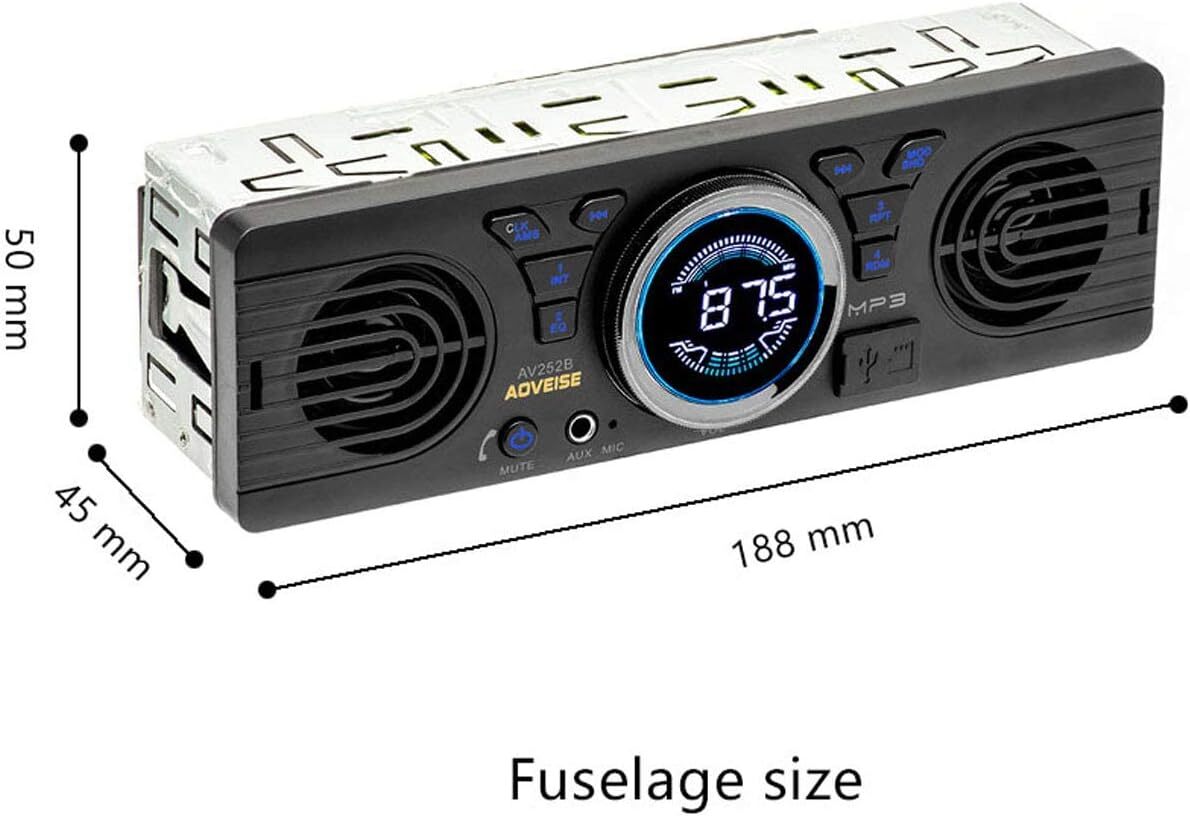 Single 1 Din Car Stereo Radio FM Built-in 2Speakers Bluetooth MP3 player USB/AUX