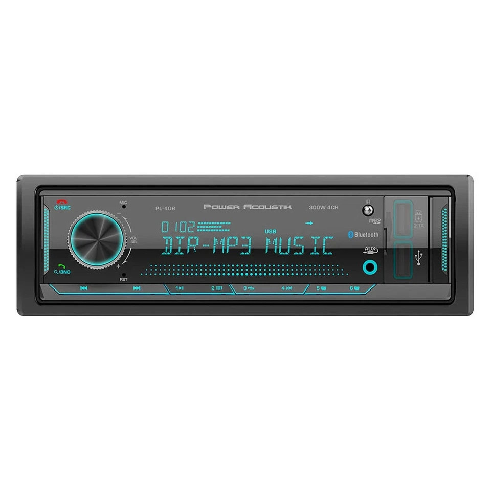 Power Acoustik Single DIN Media Receiver Bluetooth Car Stereo Radio Remote PL40B