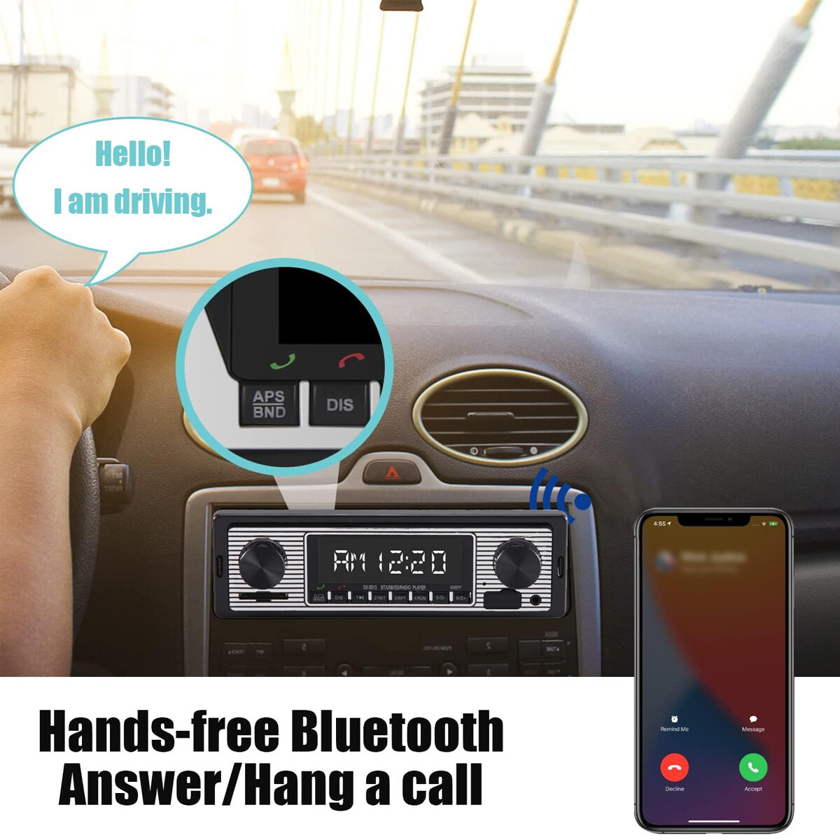 Bluetooth Car Stereo Retro Car FM Radio Smart MP3 Player Auto FM Radio Receiver