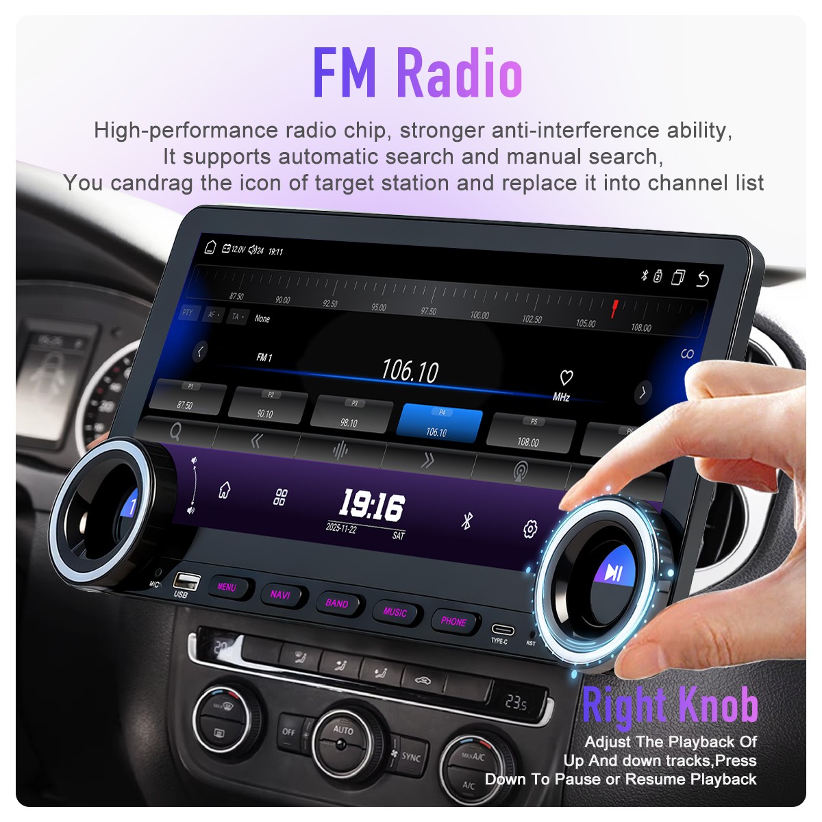 12.3” Android 15 8+128GB Car Radio Stereo 4G Lte DSP Carplay Screen GPS Navi BT