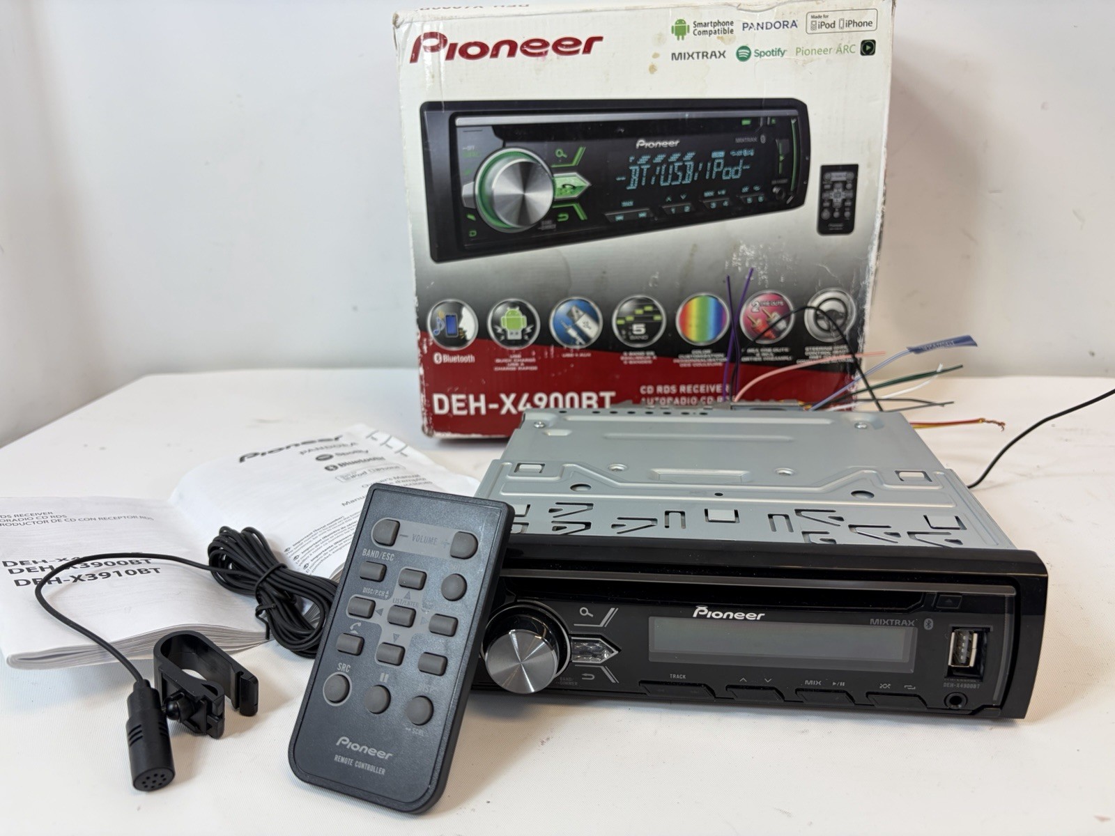 Pioneer DEH X4900BT CD RDS Receiver Car Stereo Bluetooth USB AUX Spotify iPhone