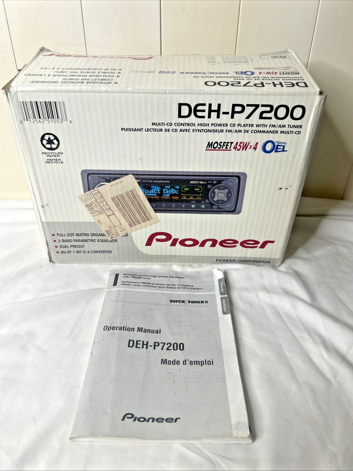 VINTAGE RARE OLD SCHOOL PIONEER DEH-P7200 EMPTY BOX ONLY WITH MANUAL