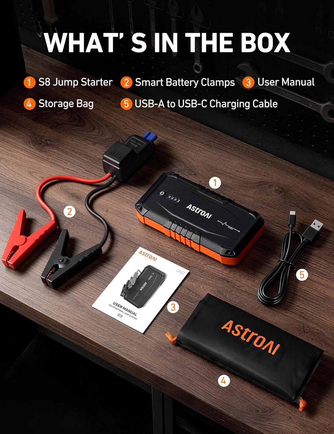 S8 Car Battery Jump Starter, Car Jumper Starter Battery Pack for up to 6.0L Gas