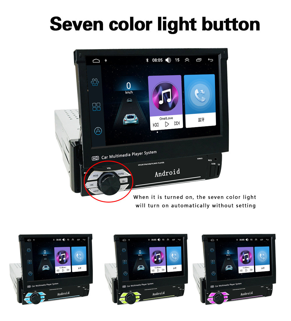 1 din Car Radio Automatic telescopic screen WIFI GPS BT Mirro Link mp5 player