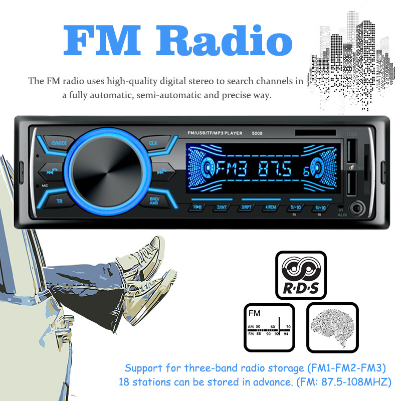 Single Din Car Radio Bluetooth/FM/2USB/AUX/Fast Charge/Romote Control MP3 Player