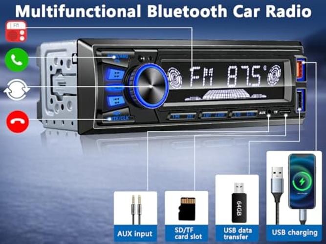 Bluetooth Car Radio – Single DIN Car Stereo with Bluetooth – Car Audio with Push