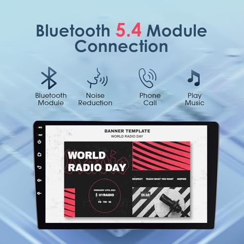 9″ 64GB Wireless CarPlay Android Auto Car Stereo, Double Din HD Touch Screen