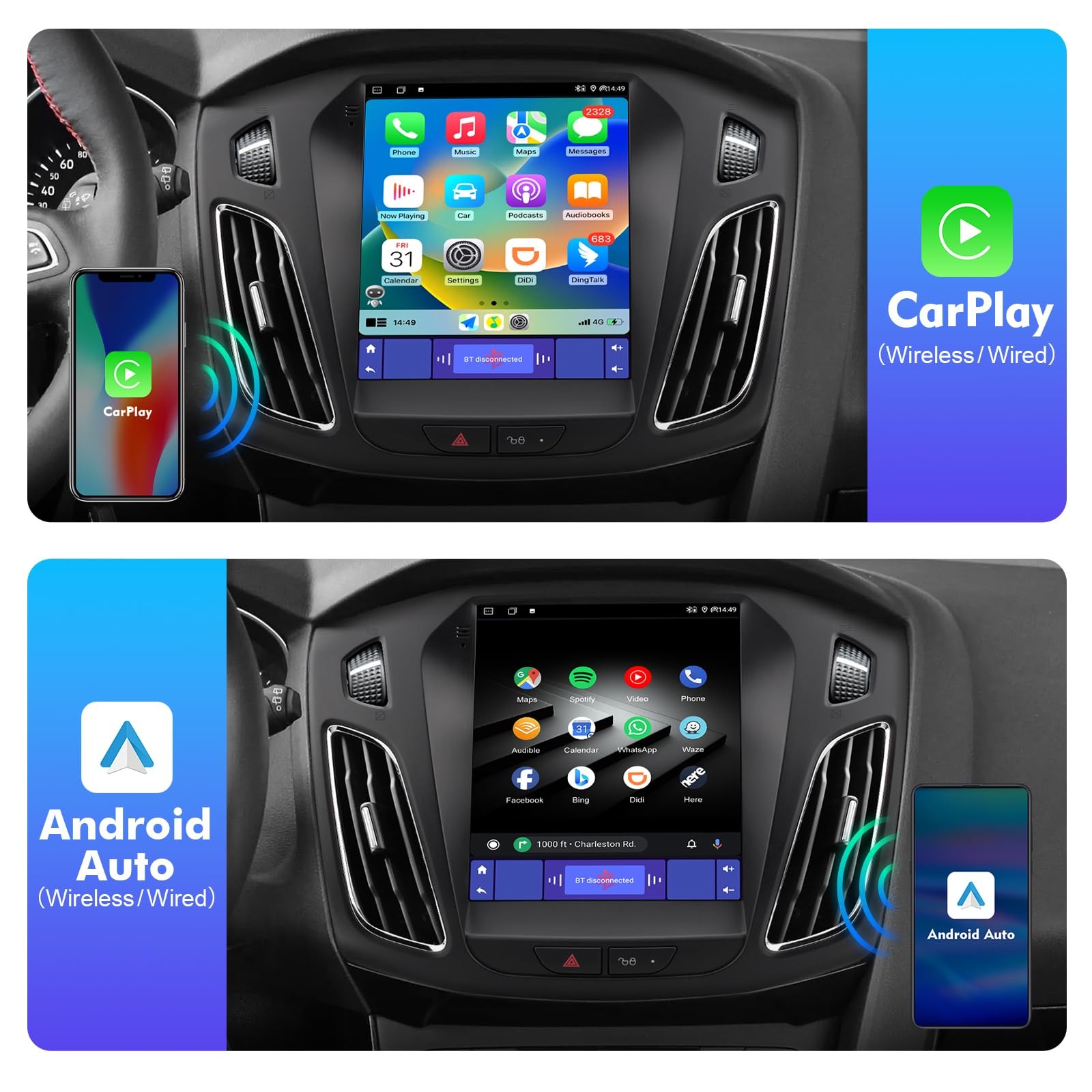 2+32G 10.4-inch Android 13 Car Stereo for Ford Focus 2012-2018 IPS Touchscree…