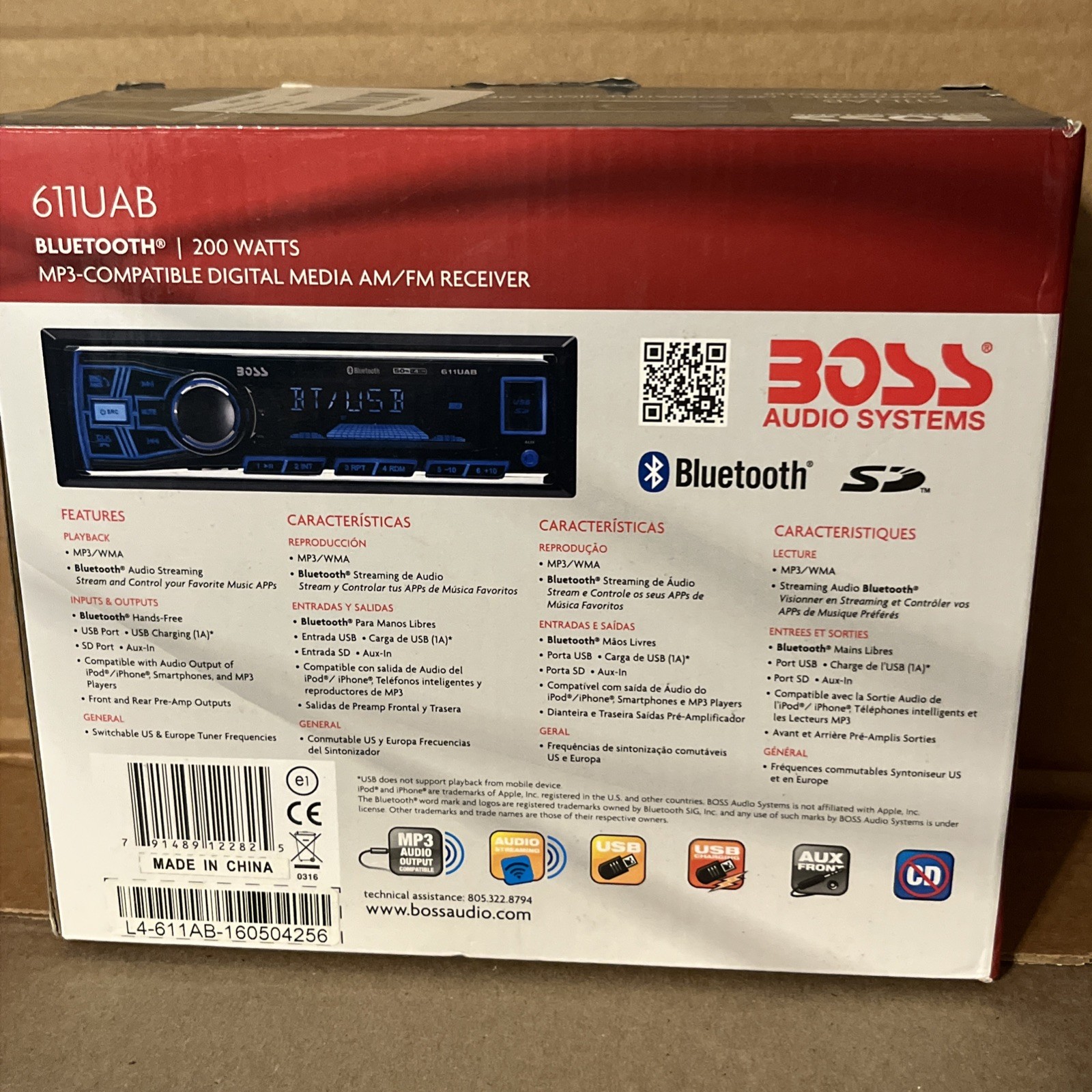 BOSS Audio 611UAB Single-DIN Multimedia Player