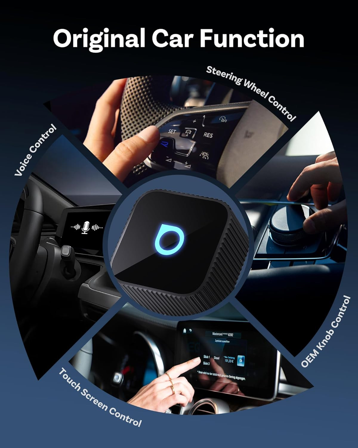 OTTOCAST Mini Slim Wireless CarPlay & Android Auto Adapter, USB-A/USB-C Dual Por