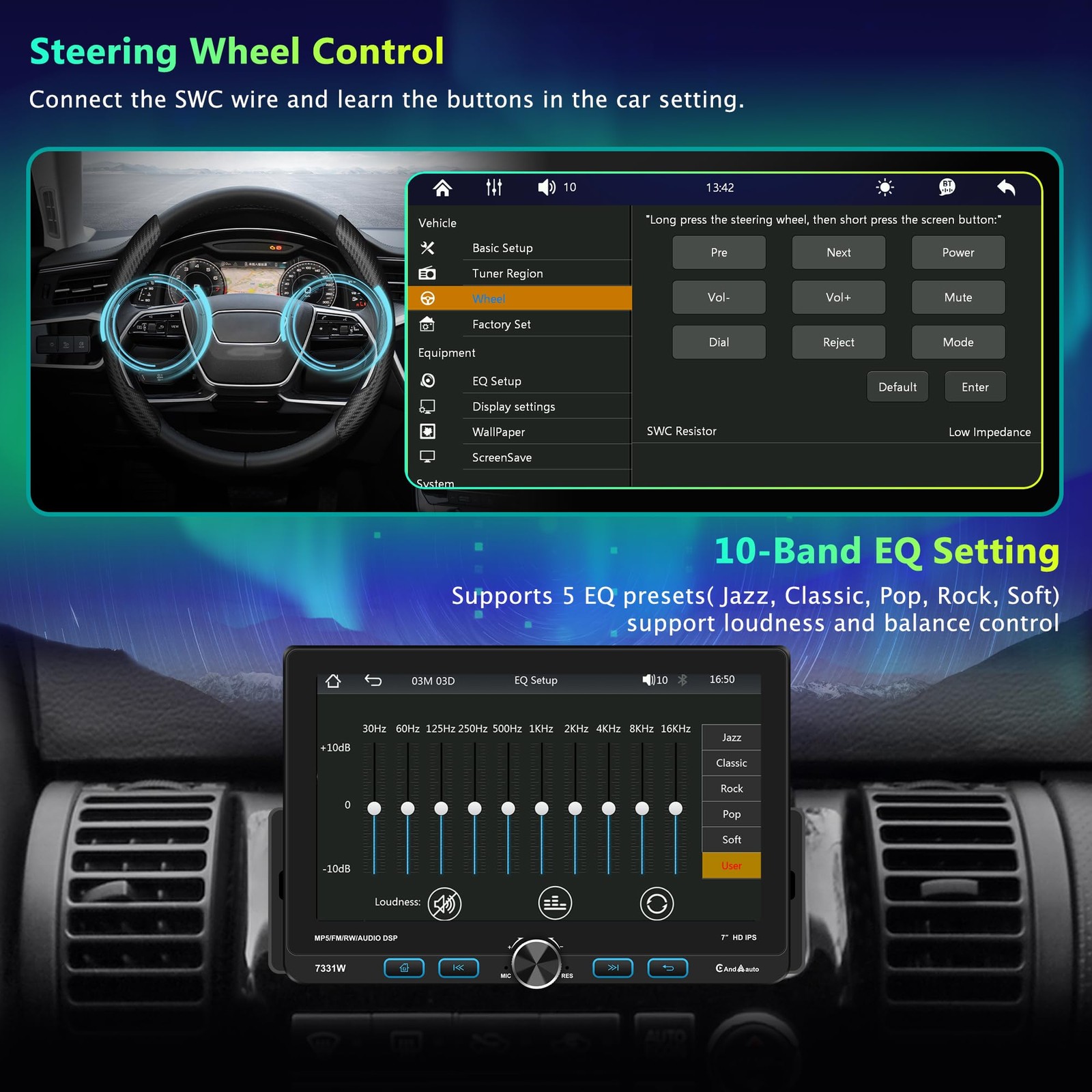 7″ Single Din Touchscreen Radio, Floating Car Stereo with Wireless Apple CarP…