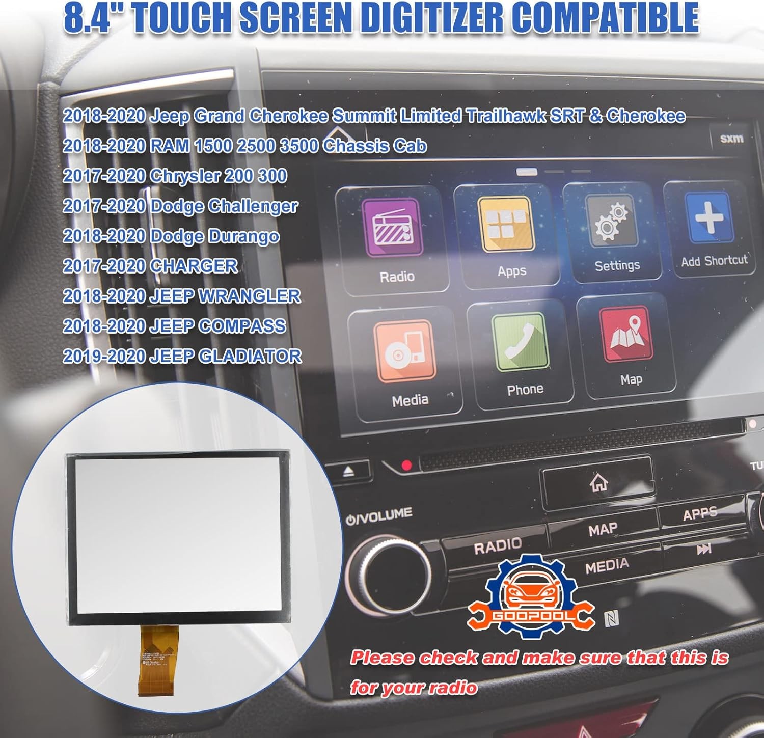 Uconnect Touch Screen Digitizer Replacement Radio Navigation Fit Ram Jeep Dodge