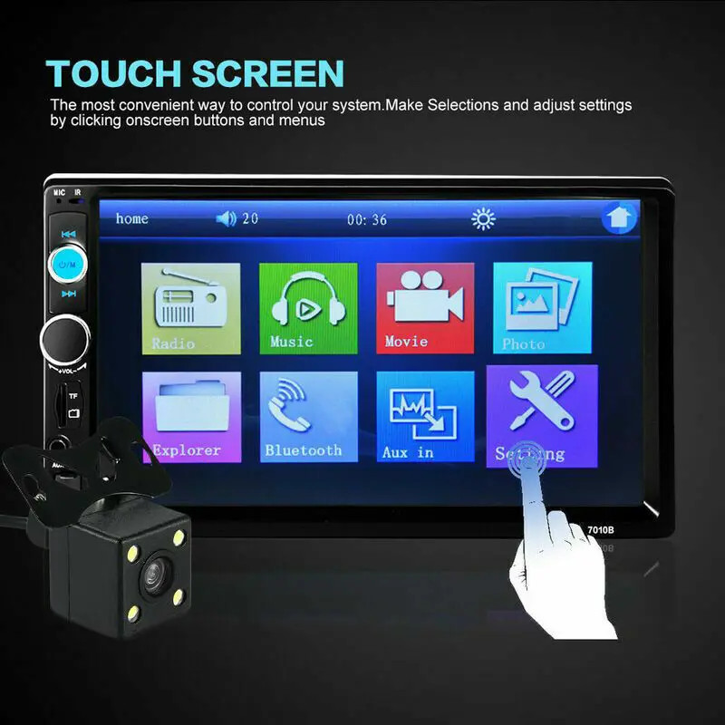 7inch HD 2Din Touch Screen Car Stereo MP5 Player Radio Android IOS USB/TF+Camera