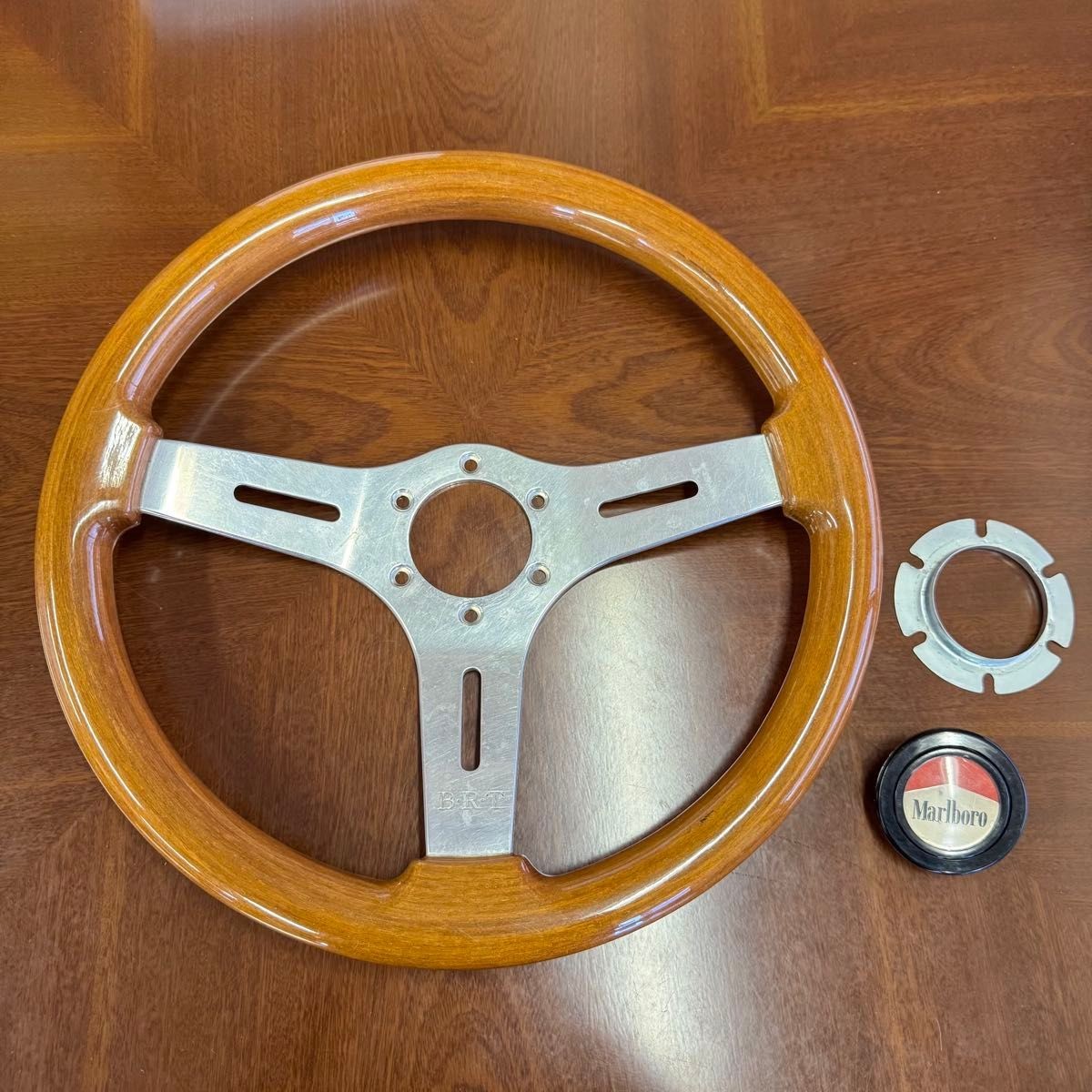 B.R.T BRT steering wheel wood at that time old car Italian made wood steering