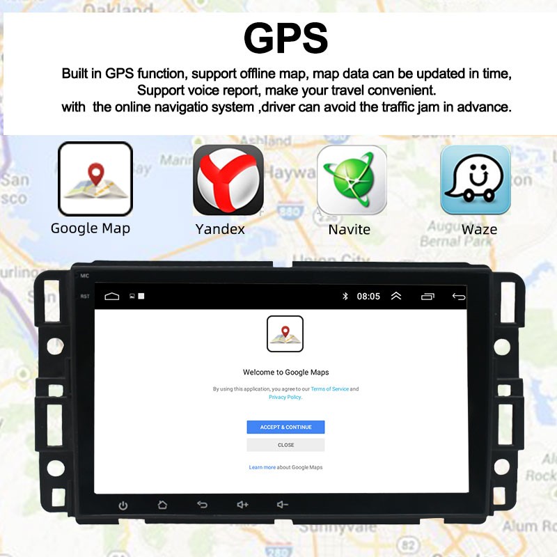 Apple CarPlay Bluetooth Eonon 8 Inch Android 10 Car Stereo Chevrolet, GMC, Buick