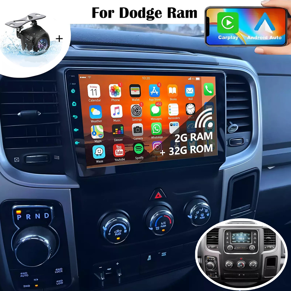 9″ Carplay For 2014-2018 Dodge Ram 1500 2500 3500 Android12 Car Stereo GPS Radio