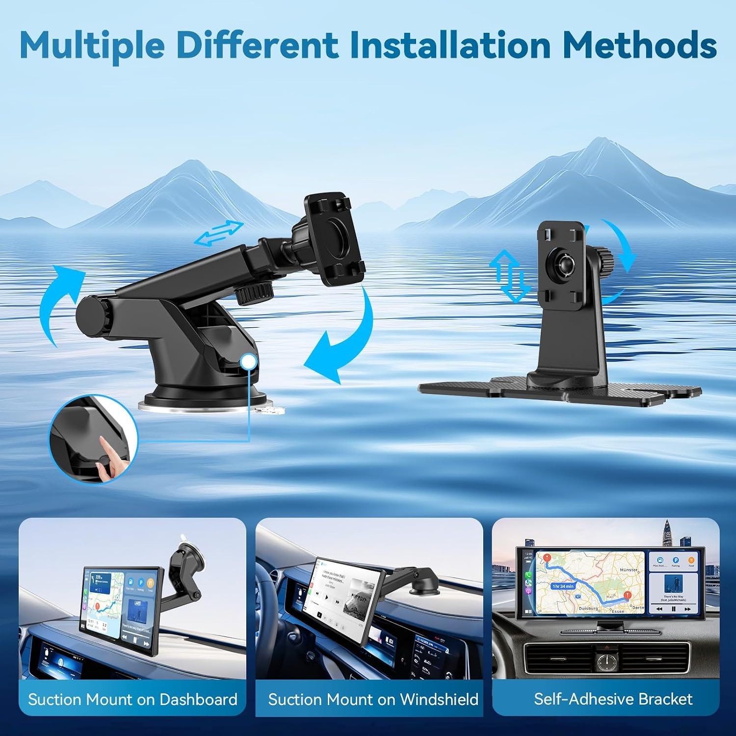 Large 11.5″ Wireless Carplay Screen & Android Auto Screen with 4K Dashcam/ 1080P
