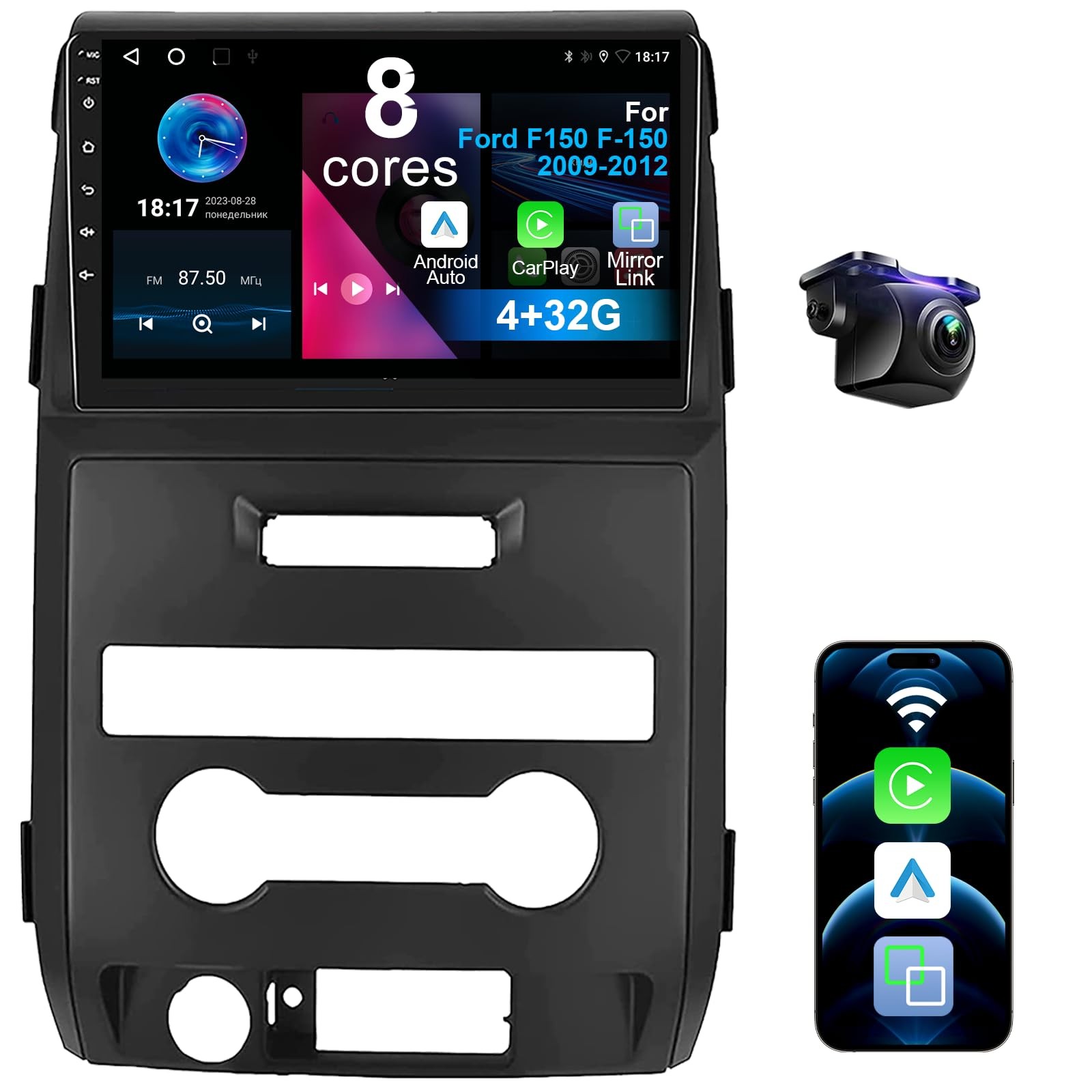 8 Core 4+32G Car Radio for Ford F150 2009-2014 with Wireless CarPlay & Androi…