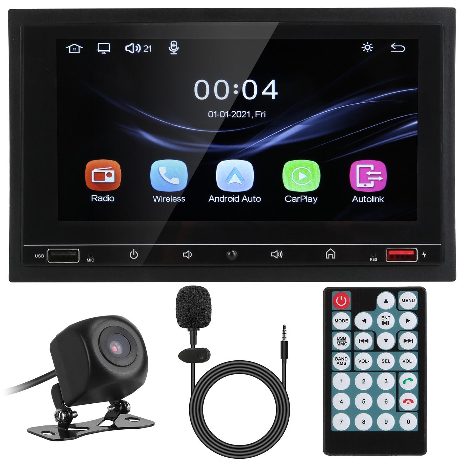 7″ Wireless Car MP5 Player 1080P Video Stereo Audio FM Radio Aux/USB Input