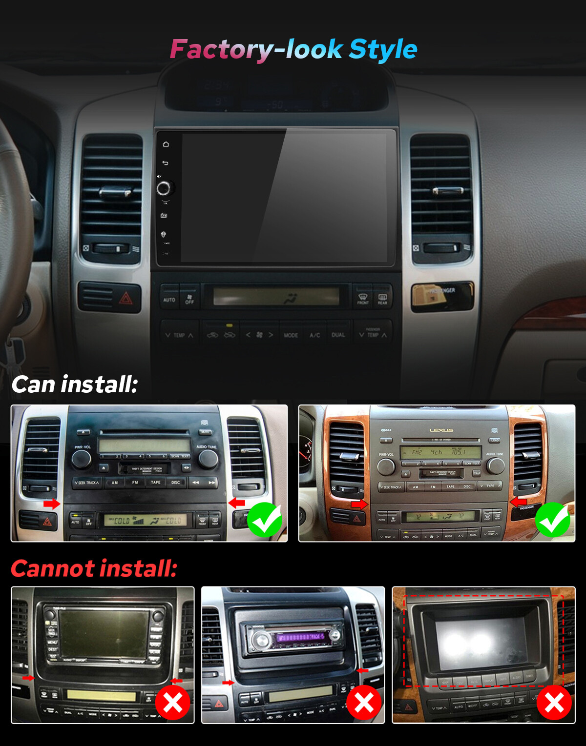 Android 12 Head Unit 9 inch for Toyota Land Cruiser Prado Lexus GX470 2004-2009