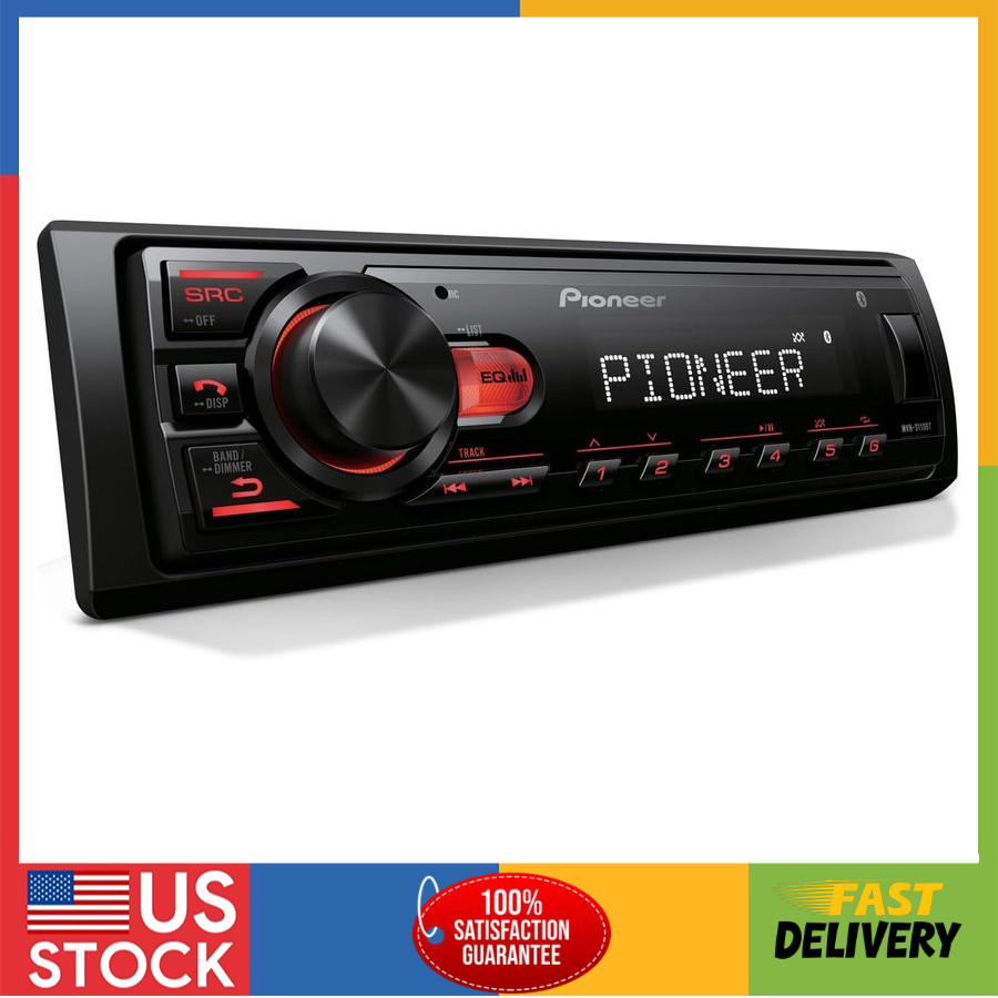 Pioneer MVH-S110BT 1-DIN Car Stereo Bluetooth USB 50Wx4 AM/FM RCA