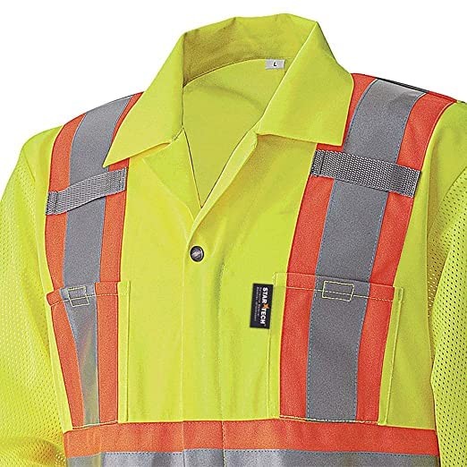 Traffic Safety Coverall ANSI 107-20 Class 3 Type P & R, XS, Yellow/Green