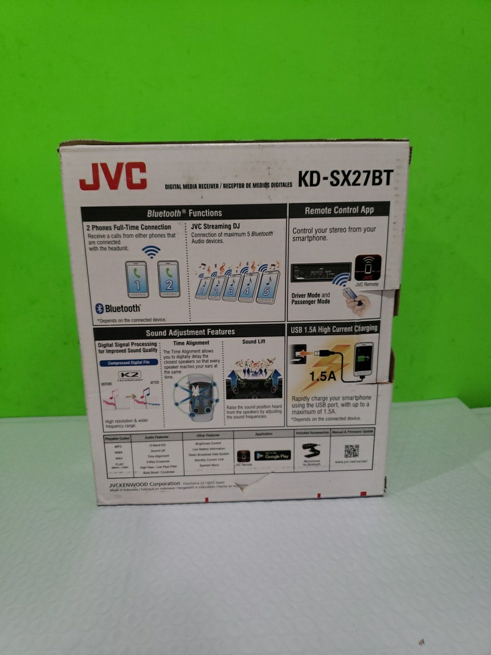 JVC KD-SX27BT Car Stereo with Bluetooth, 100W Digital Media Receiver New