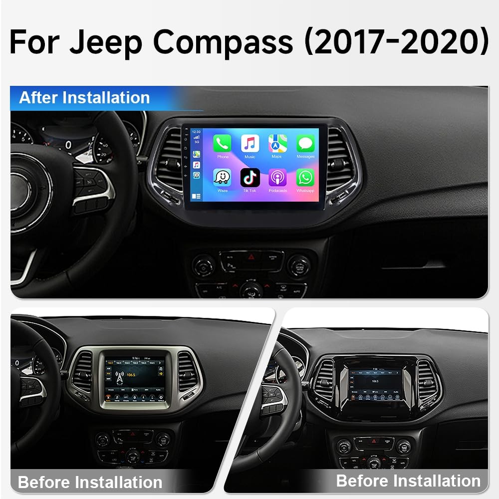 Car Stereo for Jeep Compass 2017-2020, Android 15 Car Radio with 10.1 Inch HD…