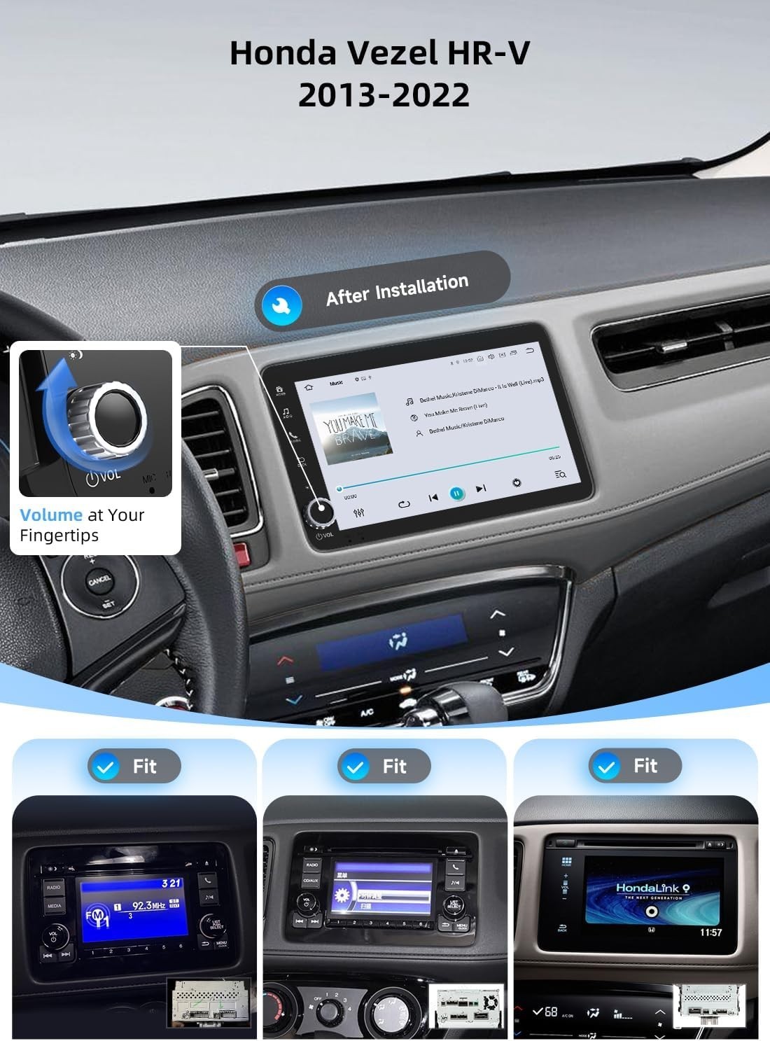 Dasaita Car Radio for Honda Vezel HR-V HRV 2013-2022 8″ Screen with knobs BT