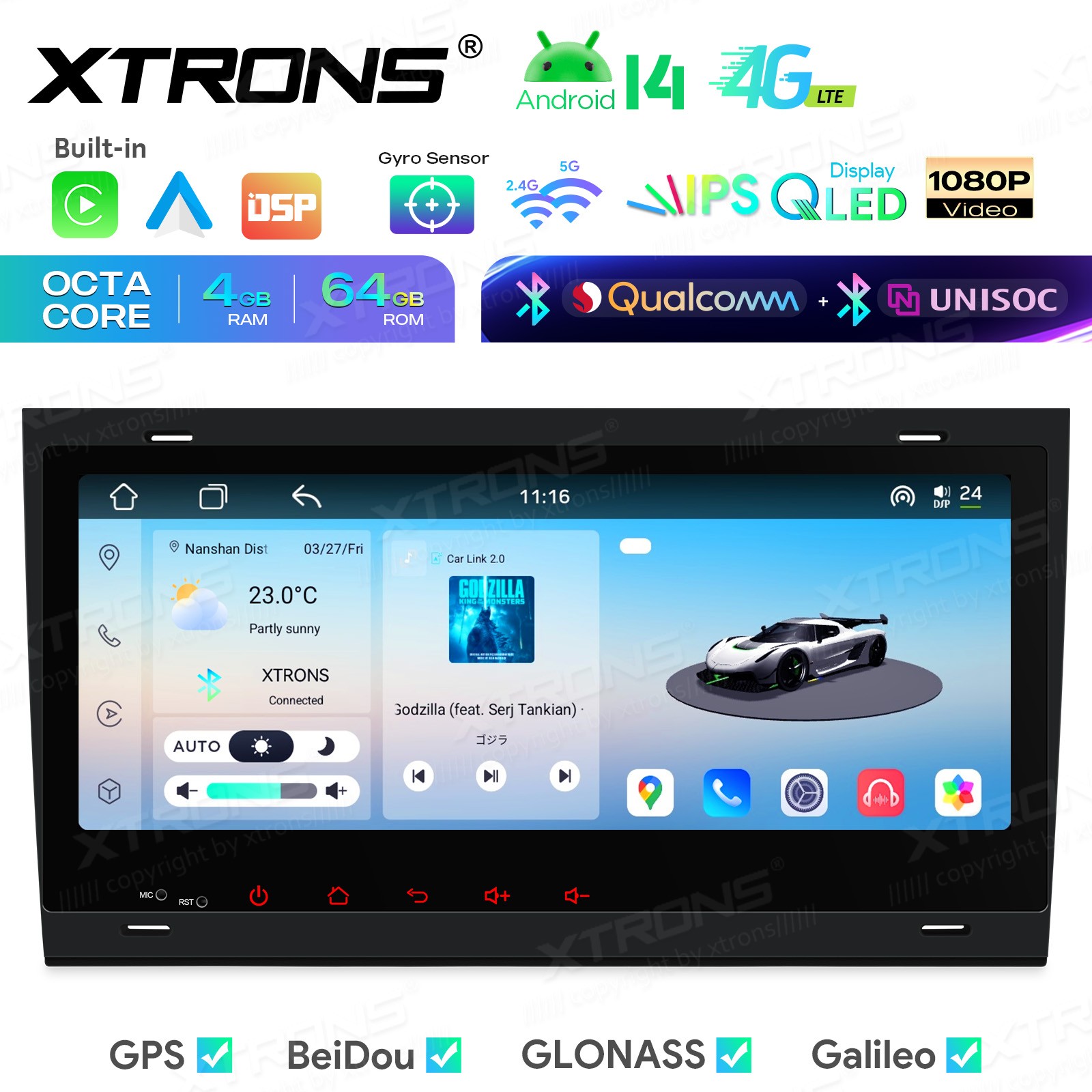 Android 14 Car GPS for Audi A4 S4 RS4 8 Core 4GB 64GB Wireless CarPlay DSP WiFi