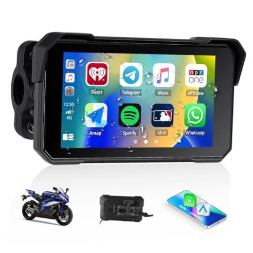 CarPlay Screen for Motorcycle,Portable Wireless Carplay/Android Auto for