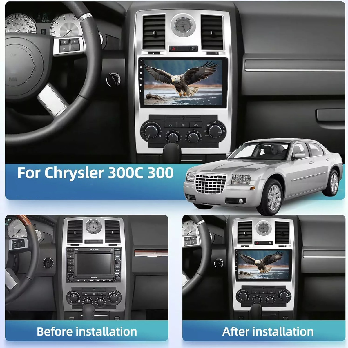 For 2005-2010 chrysler Carplay Radio 2+32G 9in Bluetooth w/Cam Back Camera