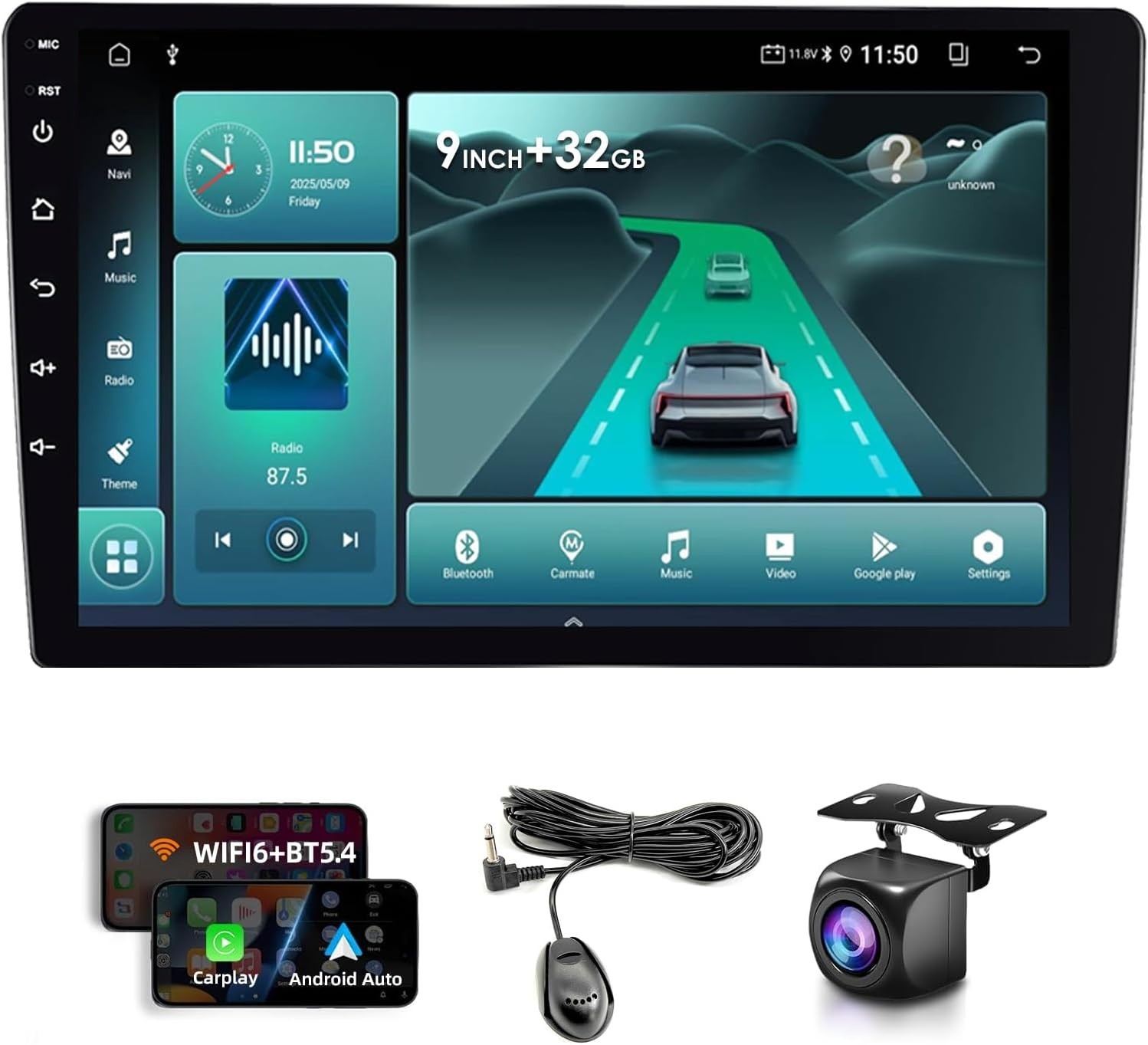 Double Din Car Stereo with Wireless CarPlay & Android Auto, 9 Inch Android Ca…