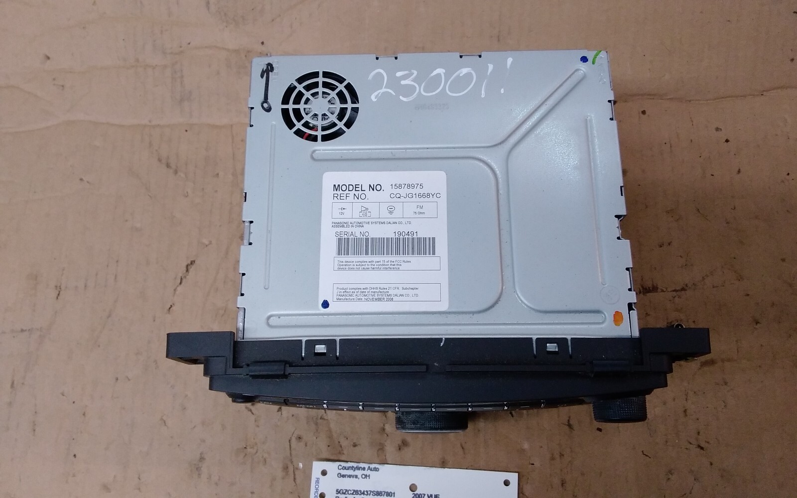 2007 SATURN VUE AM/FM/CD/MP3 RADIO ID-15878975